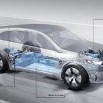 תרשים מערכת ההנעה החשמלית של ה-Generation EQ. מודול הנעה חשמלי מלפנים ומודול הנעה חשמלית מאחור להנעה כפולה